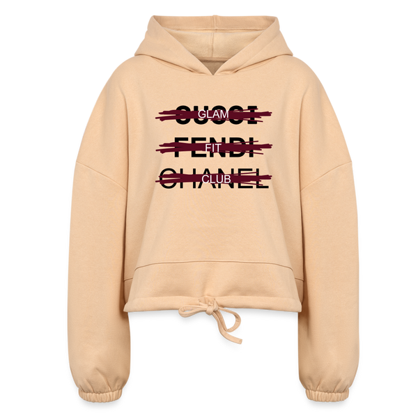 Glam Fit Club, Not Designer Tan Cropped Hoodie - nude