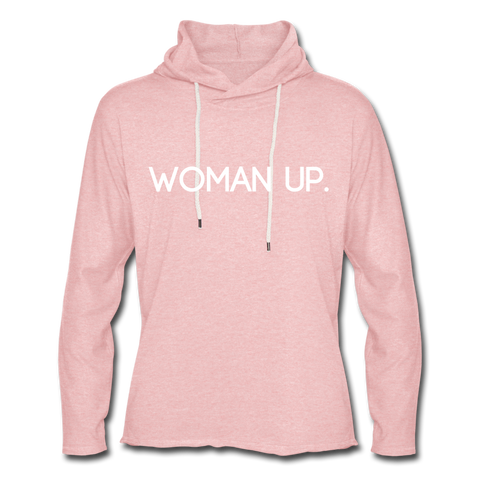 Woman Up Hoodie - cream heather pink